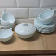 Service à café en opaline de style Art déco, années 50