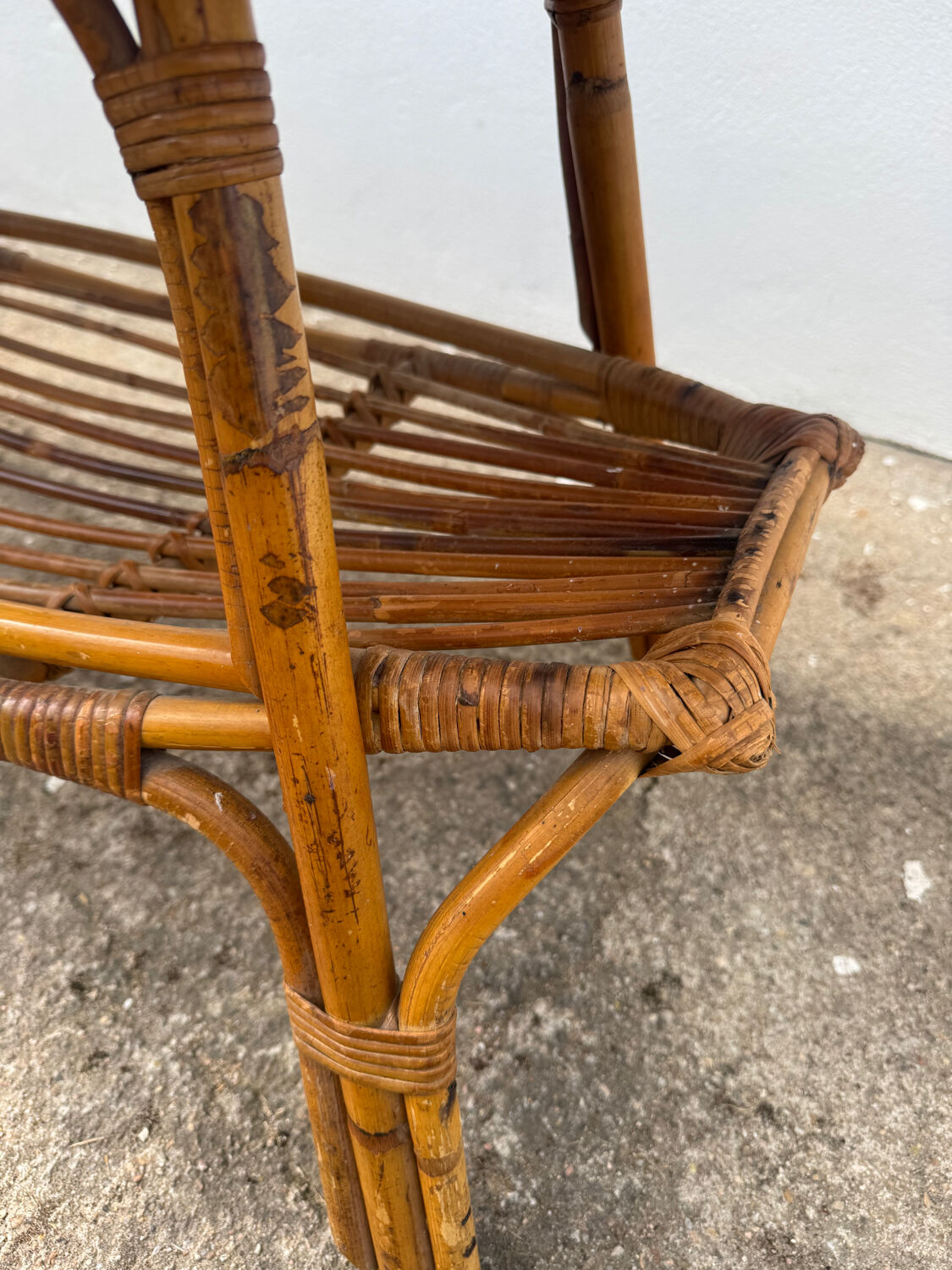 Table basse rotin bambou années 60