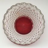 Red crystal collar vase with translucent collar