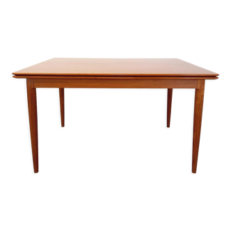 Table à manger scandinave danoise vintage des années 50 60 en teck avec rallonges