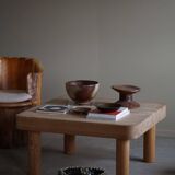 Square coffee table in solid pine with solid legs by Rainer Daumiller, mid-20th century brutalist style.