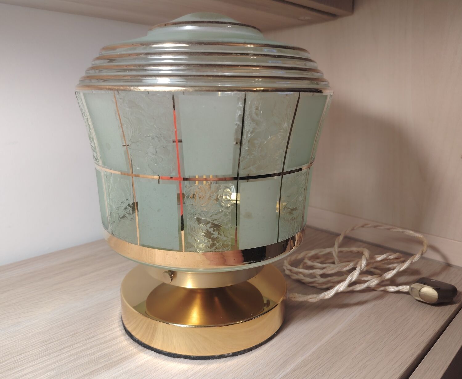 Art Deco glass lamp with touch control