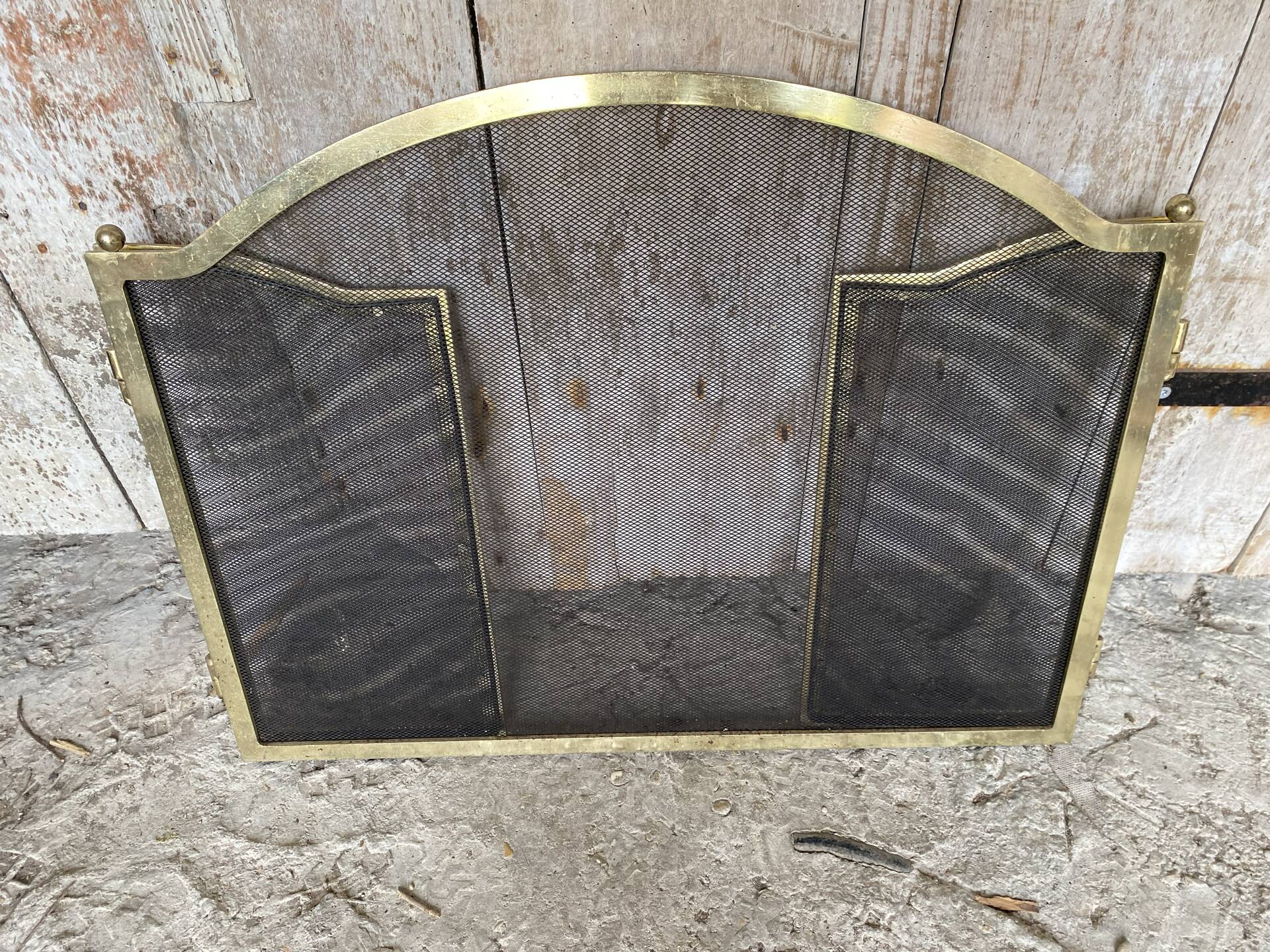 Pare Feu Grille Protection Cheminée 3 Volets Laiton Années 70 Vintage