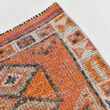 3x11 Orange and Beige Long Wide Runner, Handwoven Wool Runner, 92x336Cm