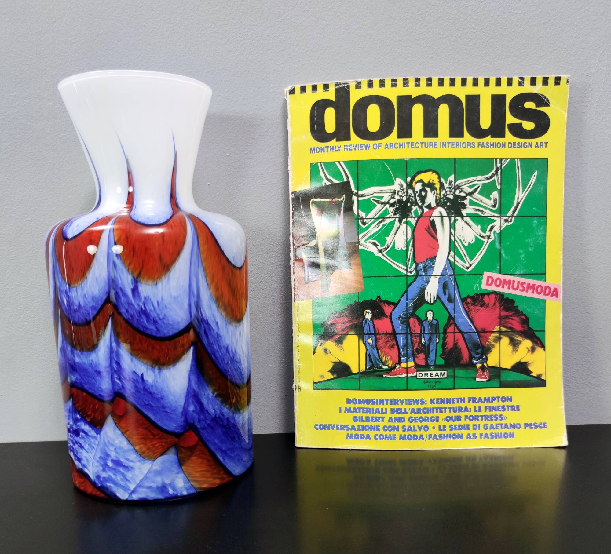 Red, White and Blue Murano Glass Vase by Carlo Moretti, Italy