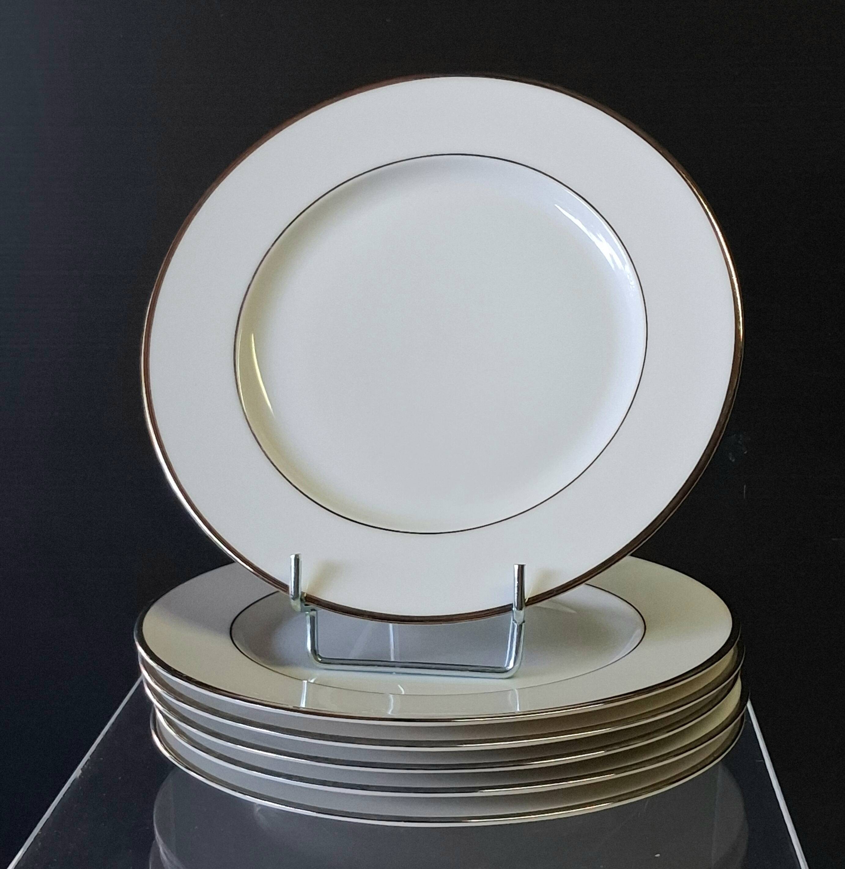 Set of 6 flat plates from Guy Degrène model "Galon Platine" in BE.