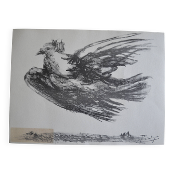 Picasso original lithograph 1959 The Dove in Flight 38x28cm