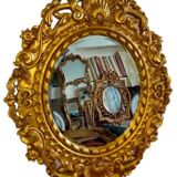 Golden round mirror