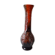 Vase en céramique orange marron avec coulures en relief