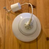 White opaline suspension with silver edging