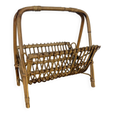 Vintage rattan magazine rack