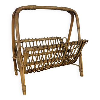 Vintage rattan magazine rack