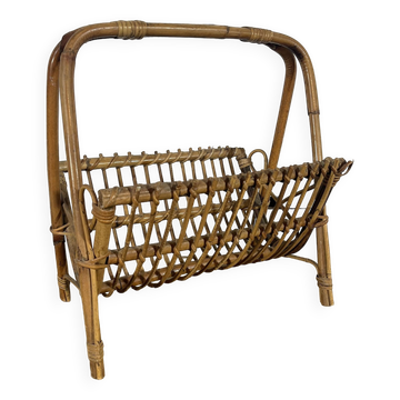 Porte revues vintage en rotin
