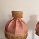 Pair of Bedside Lamps in Gilded Bronze with Pink Silk Shades and Fringes in Louis XV Style