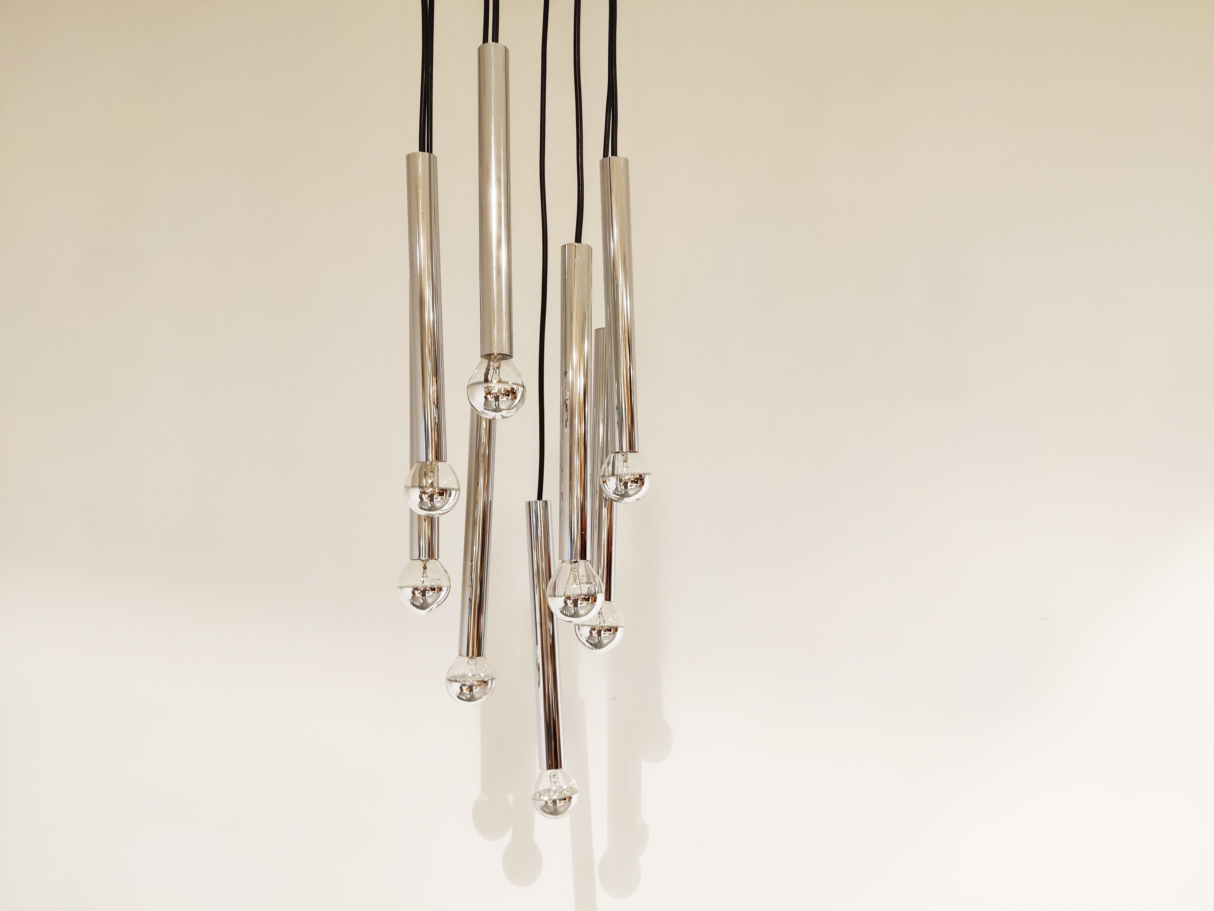 Vintage chrome cascading chandelier, 1970s