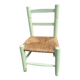 Mint green wooden and vintage straw children's chair