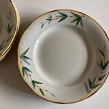 Set of 7 Sarreguemines Bamboo plates 1880 iron earth