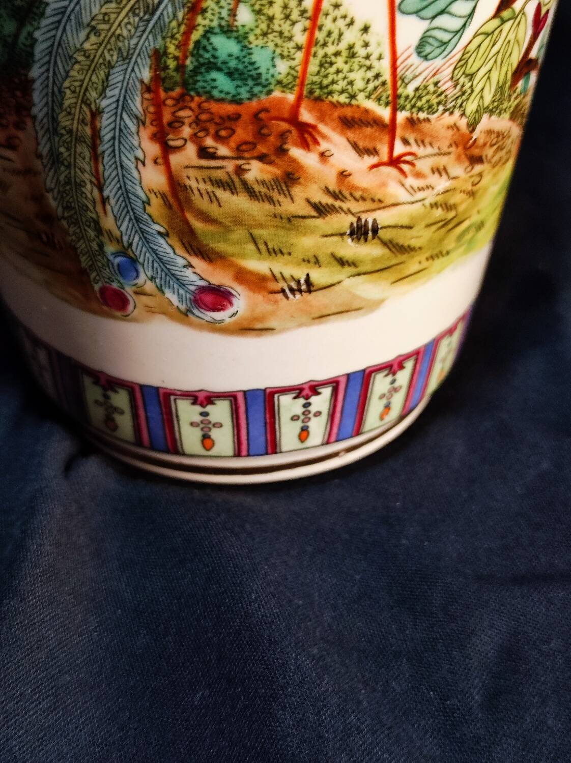 Porcelain peacock vase