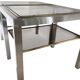 Pair of Brushed Steel Side Tables, Smoked Glass by Guy Lefèvre