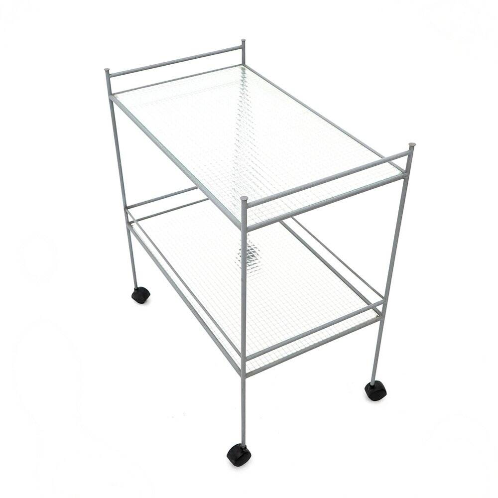 1980s metal and glass serving trolley