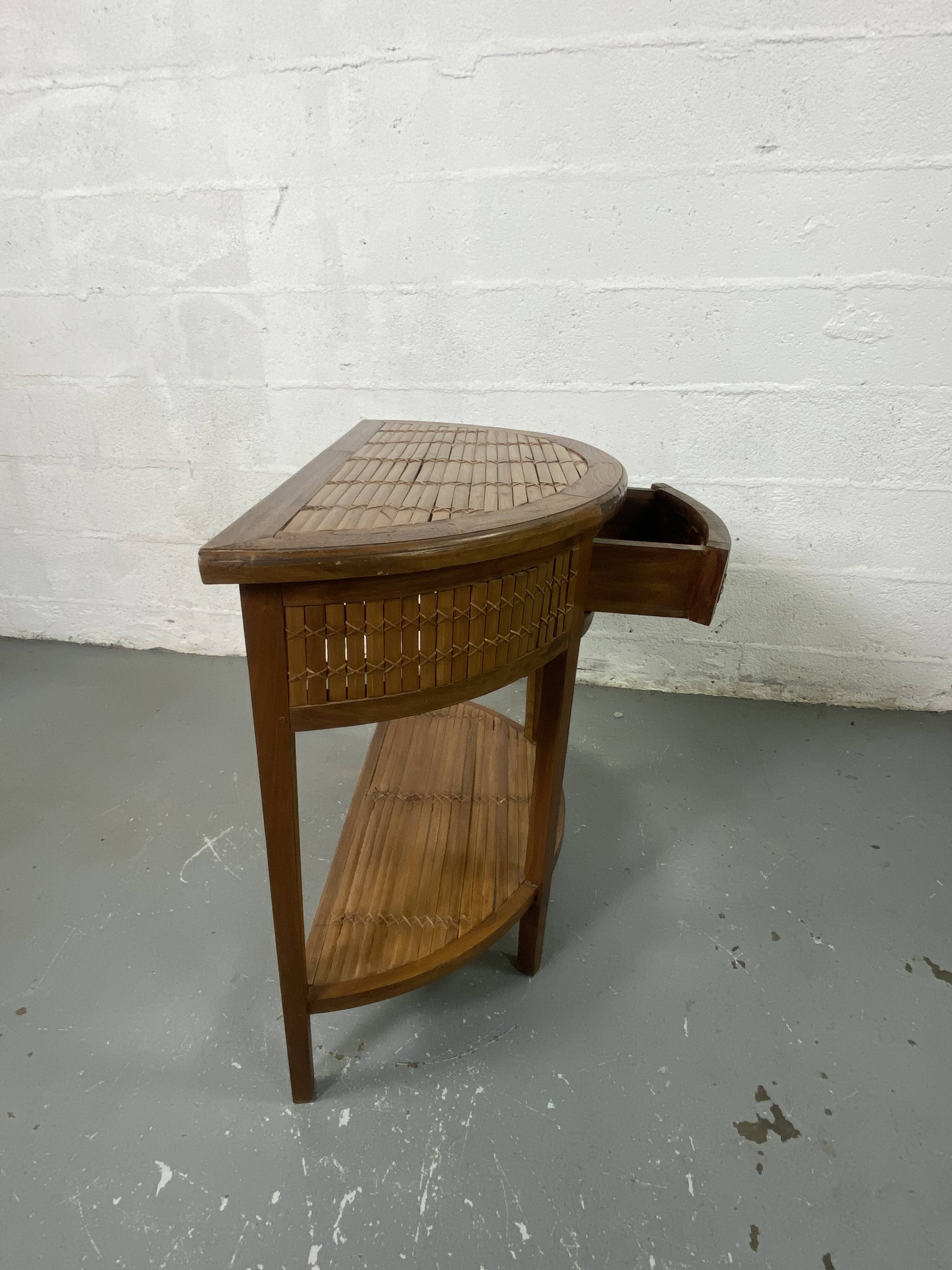 Side table in half-moon wood and bamboo