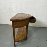 Side table in half-moon wood and bamboo