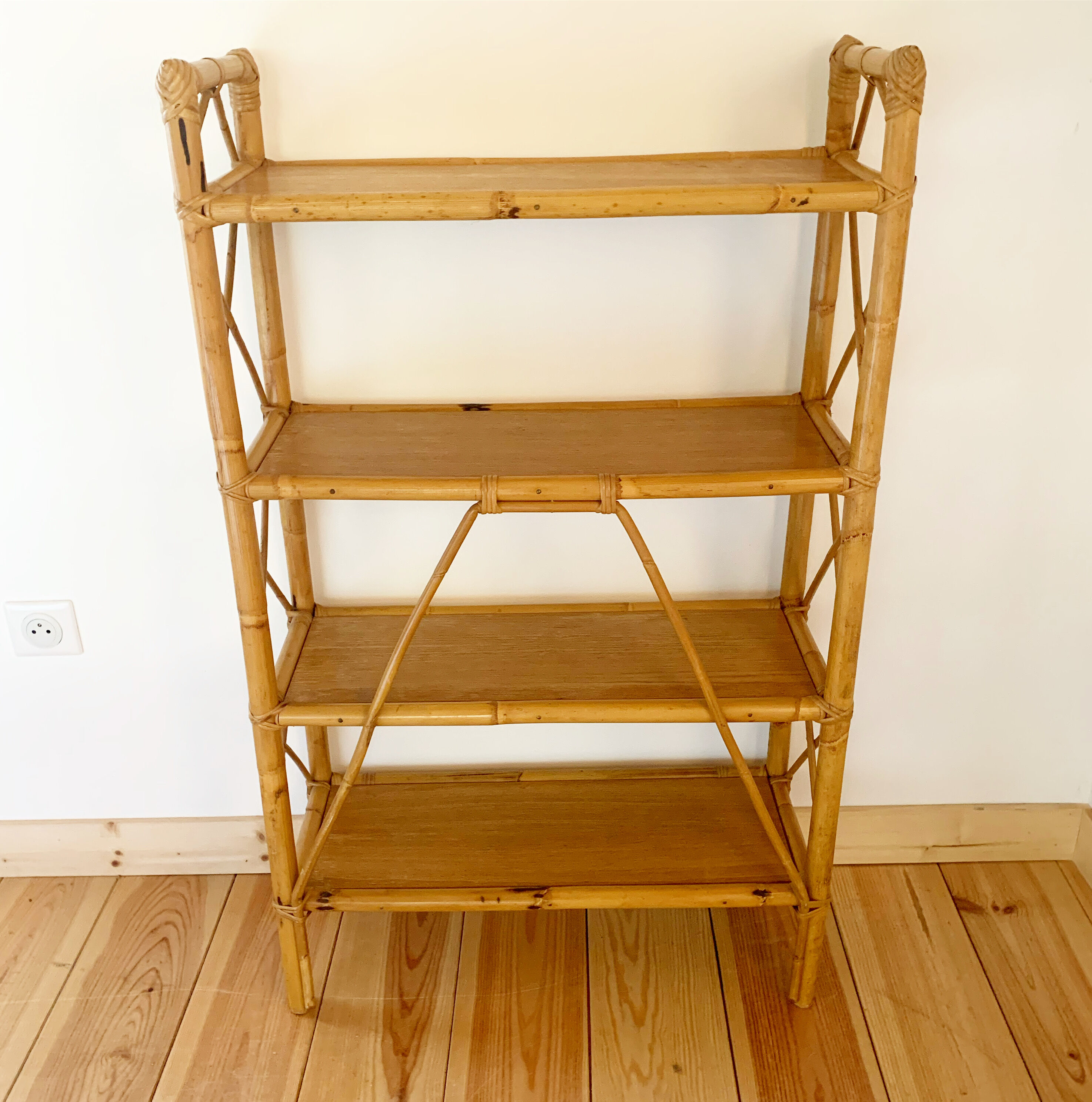 Vintage rattan stand shelf
