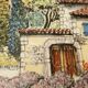 Decorative flat plate in Castelroux porcelain. Provencal scene, Landscape of Provence France