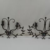 pair of grey patinated iron wall sconces