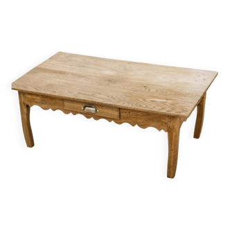 Antique oak coffee table with drawer – restored