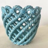 1960s woven ceramic planter