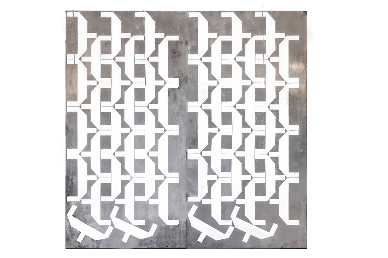 Pair of cast aluminum panels, 1970s