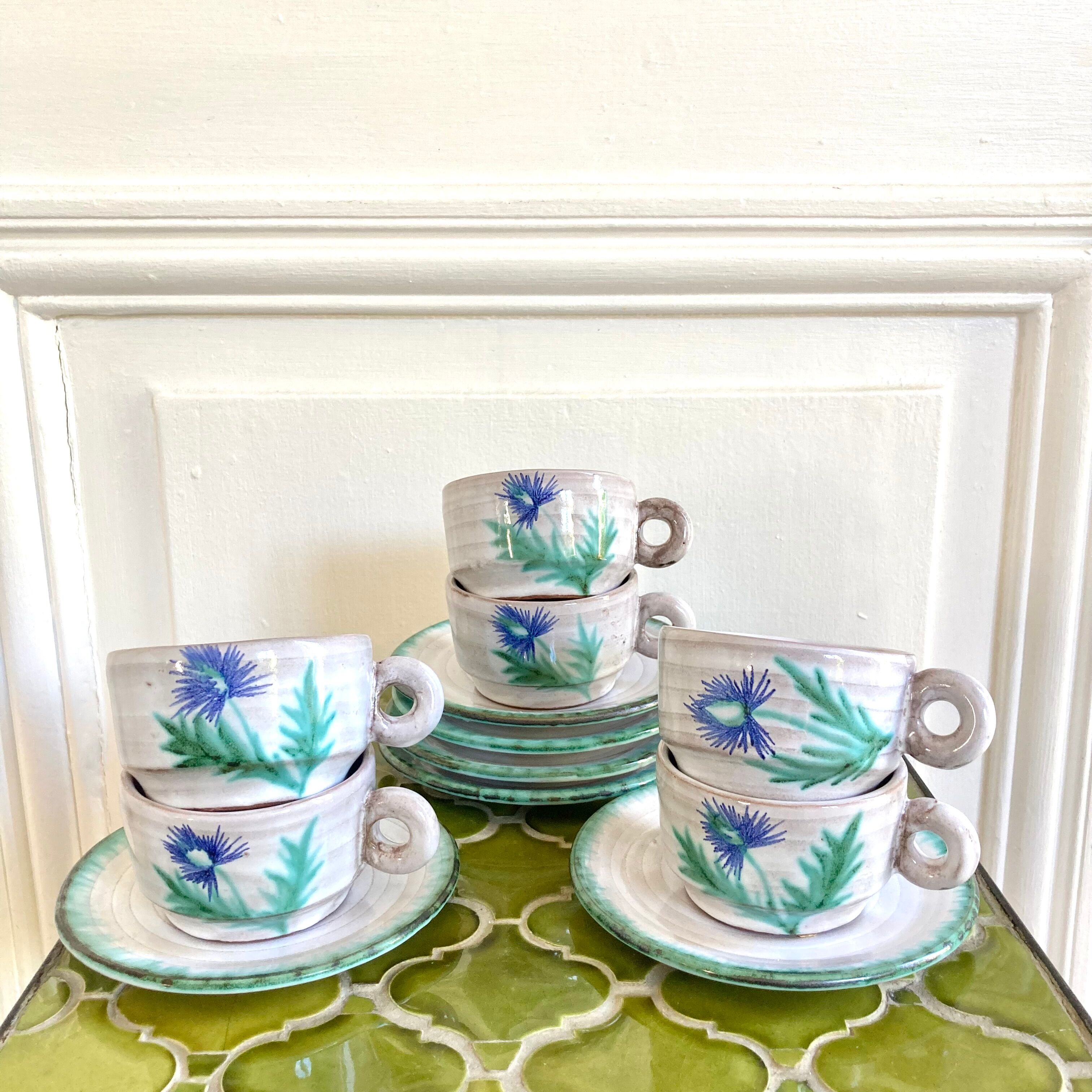 Ceramic mugs 70 hand-painted thistles