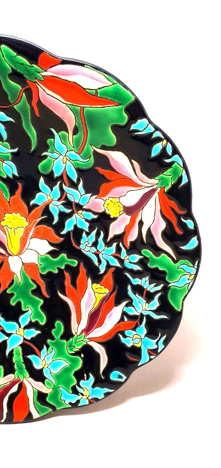 Large Longwy Emaux Dish Model Tropic D35 CM To Hang Or Other Decoration