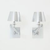Pair of Maison Charles adjustable brushed steel wall lights circa 1960