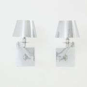 Pair of Maison Charles adjustable brushed steel wall lights circa 1960