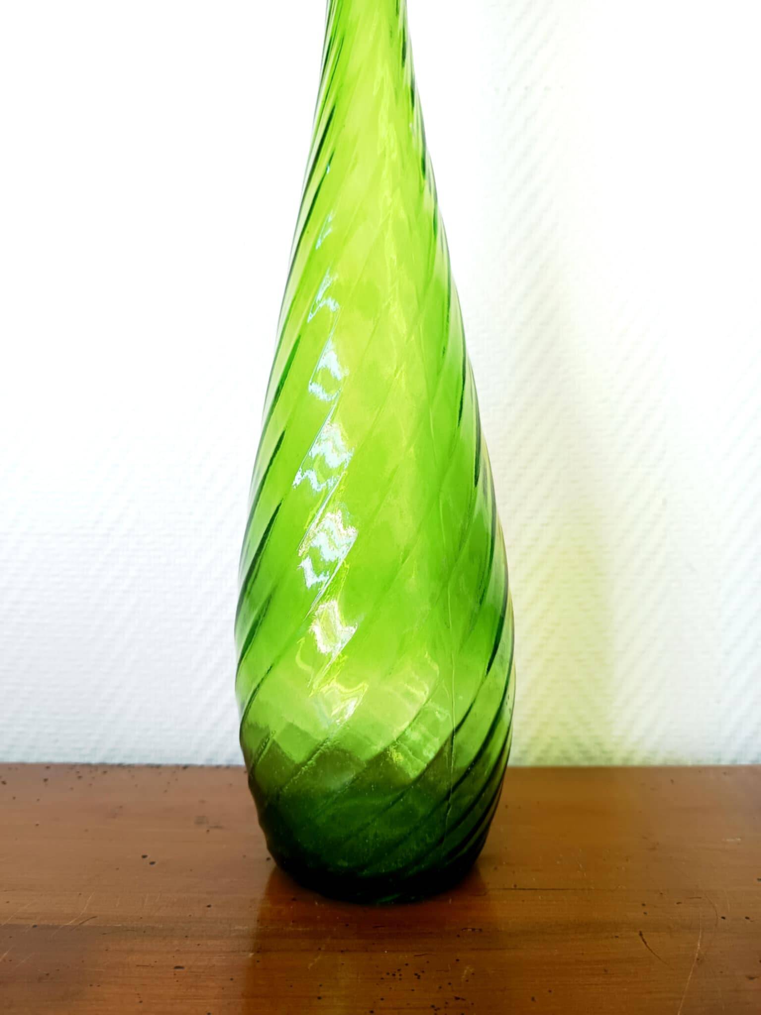 Large glass carafe from Empoli, Italy, vintage