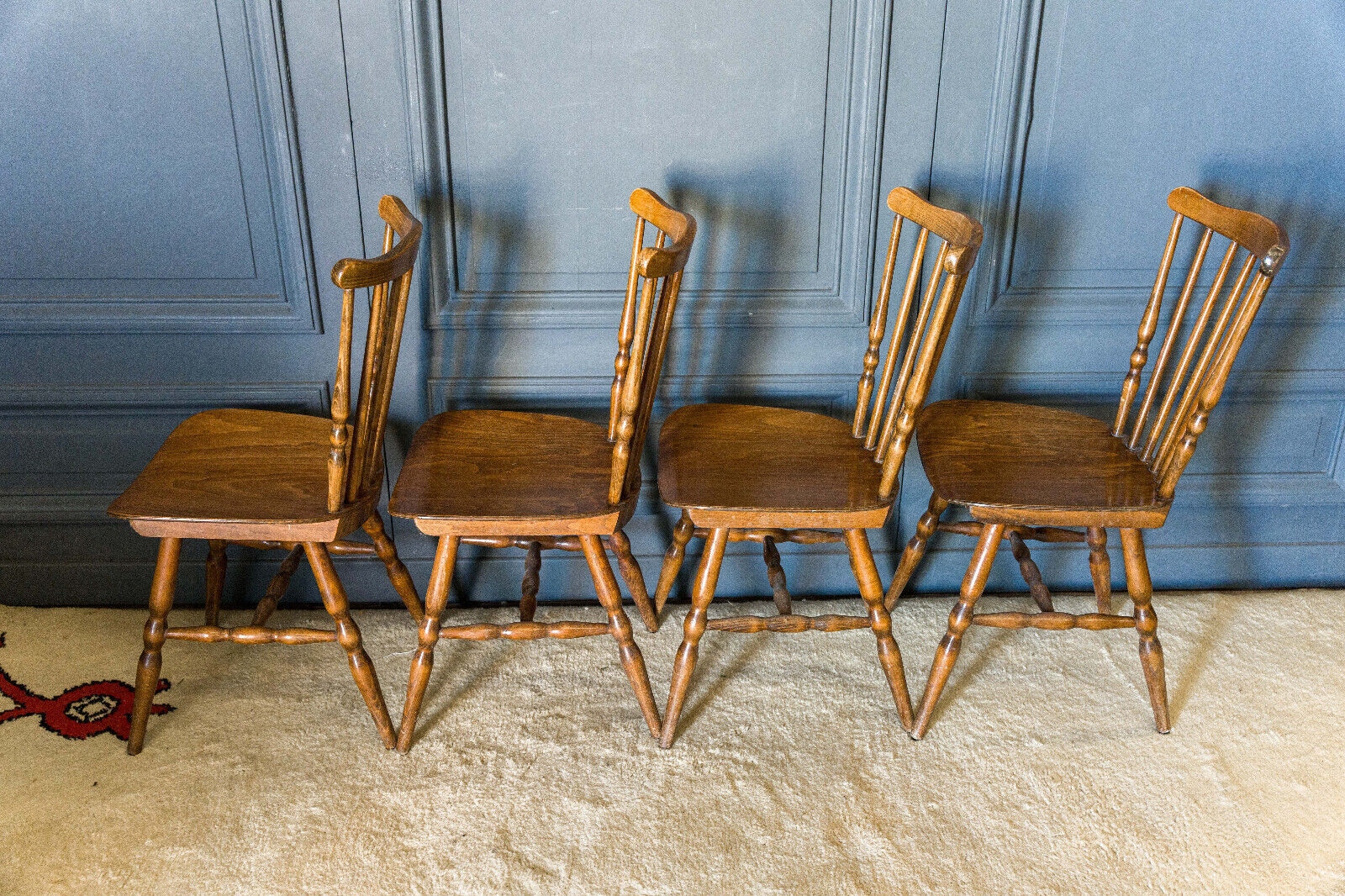 Four western solid wood chairs 1970