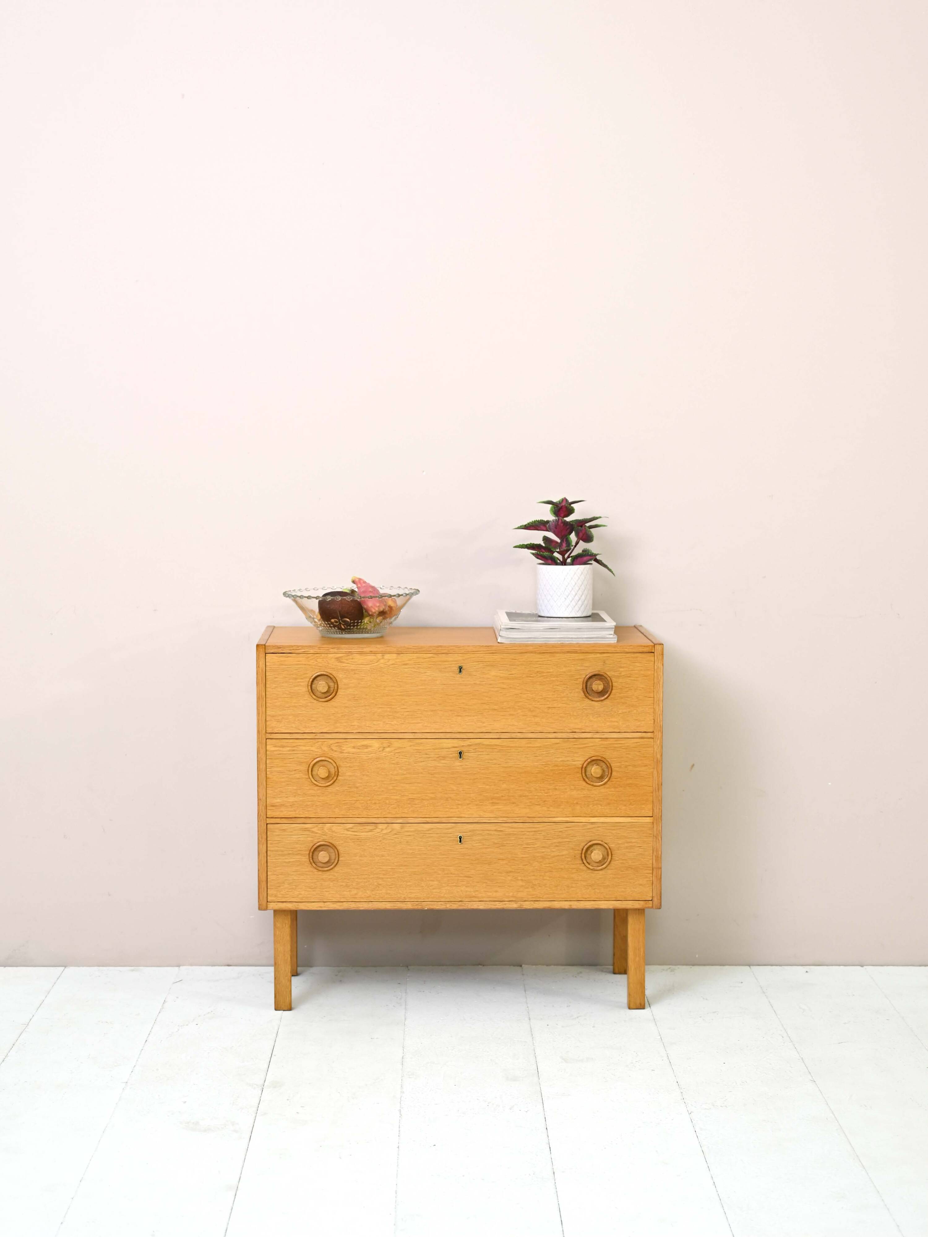 Scandinavian oak chest of drawers