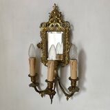 19th-century Napoleon III style gilded bronze wall sconce with bevelled mirror.