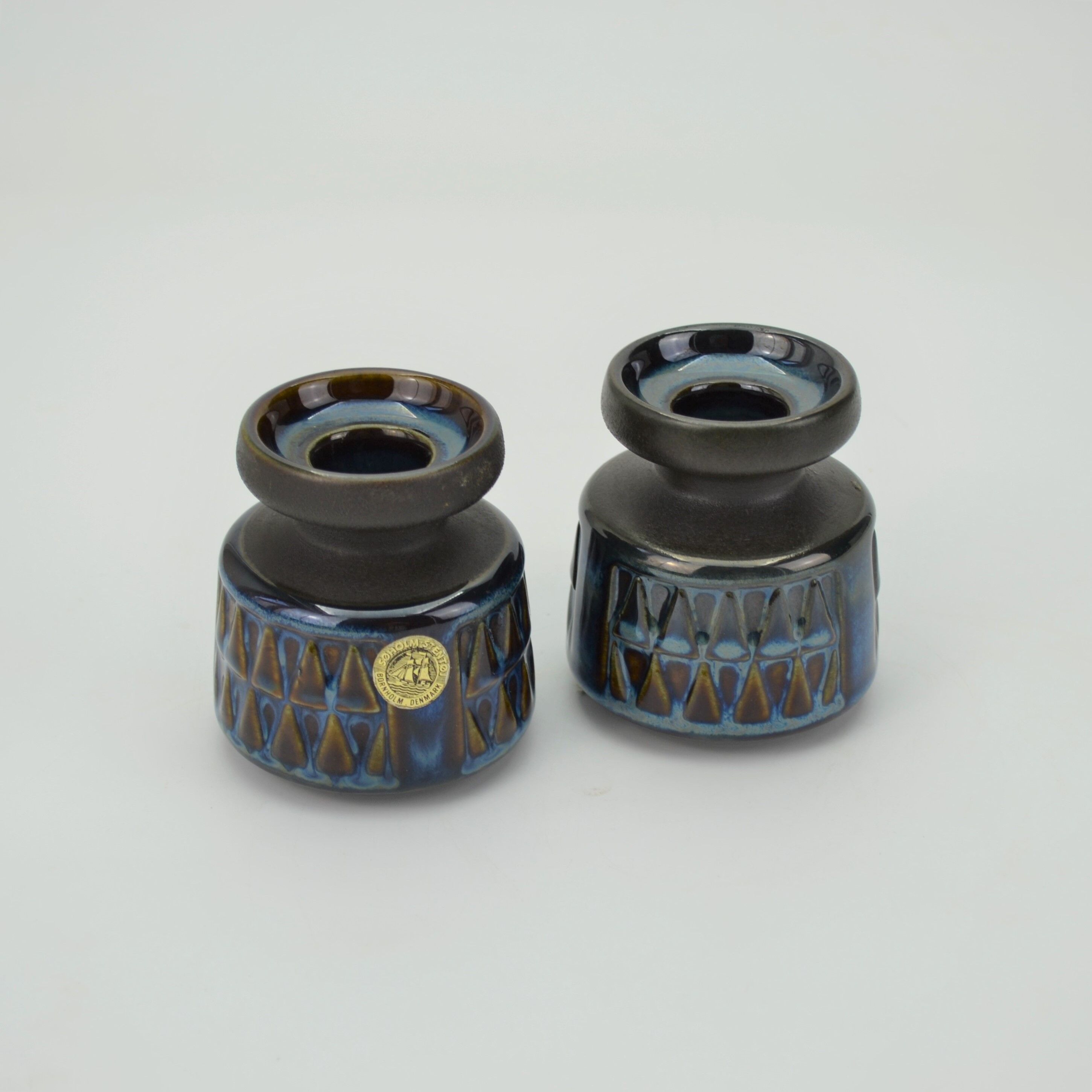 Pair of granite series sandstone candle holders by Maria Philippi for Søholm Stentøj