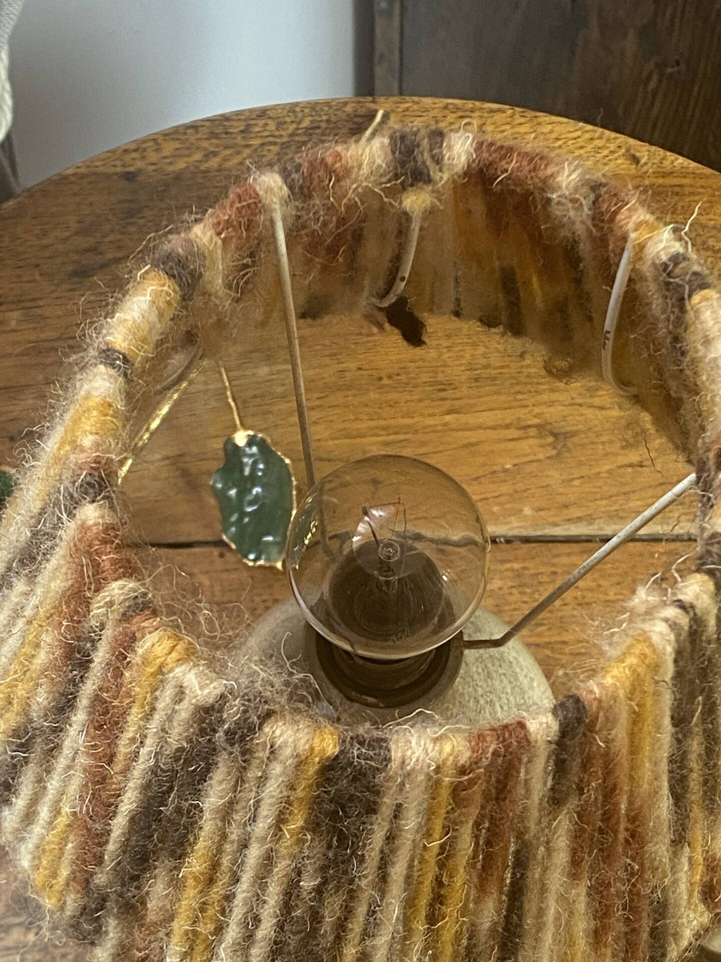 Stoneware lamp, wool lampshade