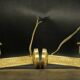 Pair of wall sconces in Restoration style, early 19th century - gilded bronze signed MENE.