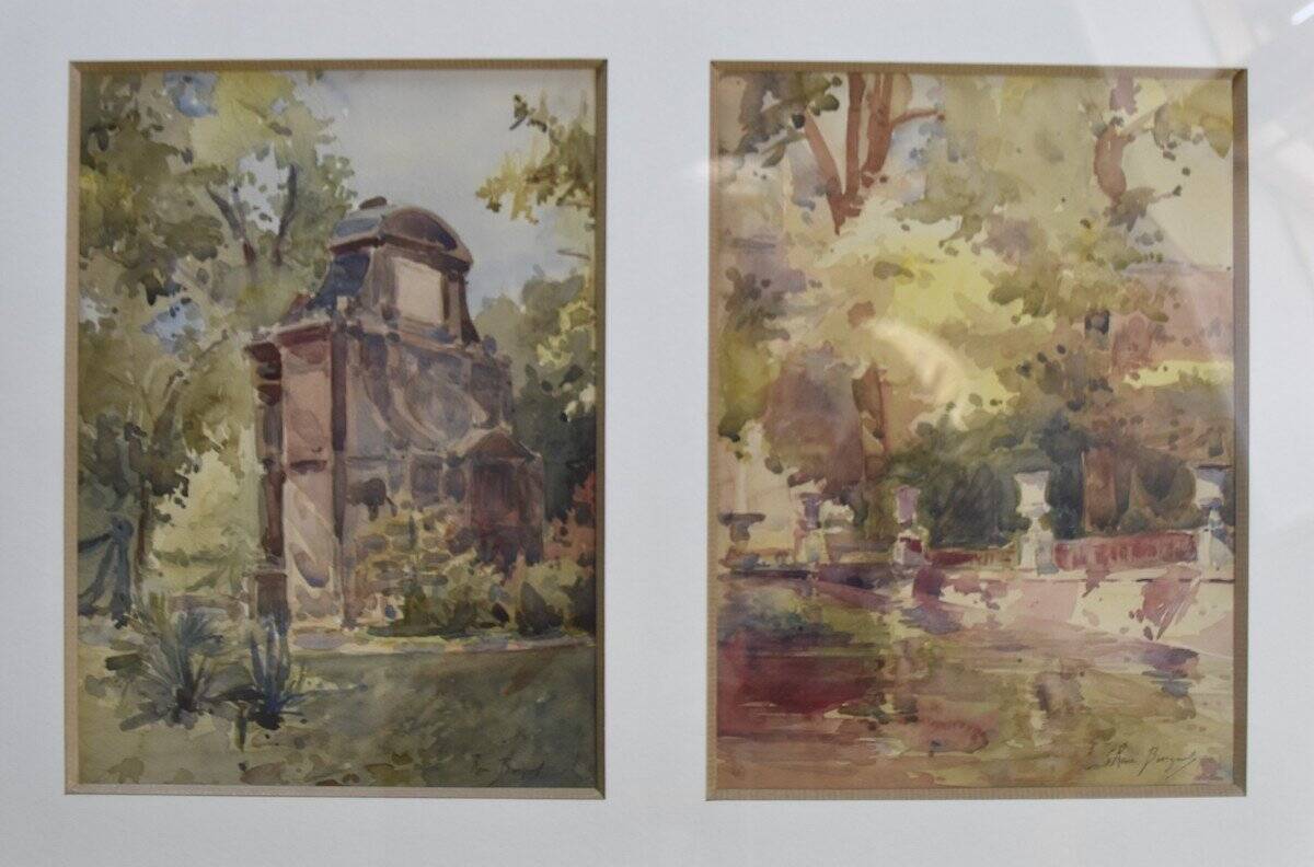 The Médicis Fountain, Luxembourg Garden, Two Signed Watercolours