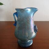 Vase with handle and spout Scavo Seguso Vetri d'Arte iridescent glass Murano 1950