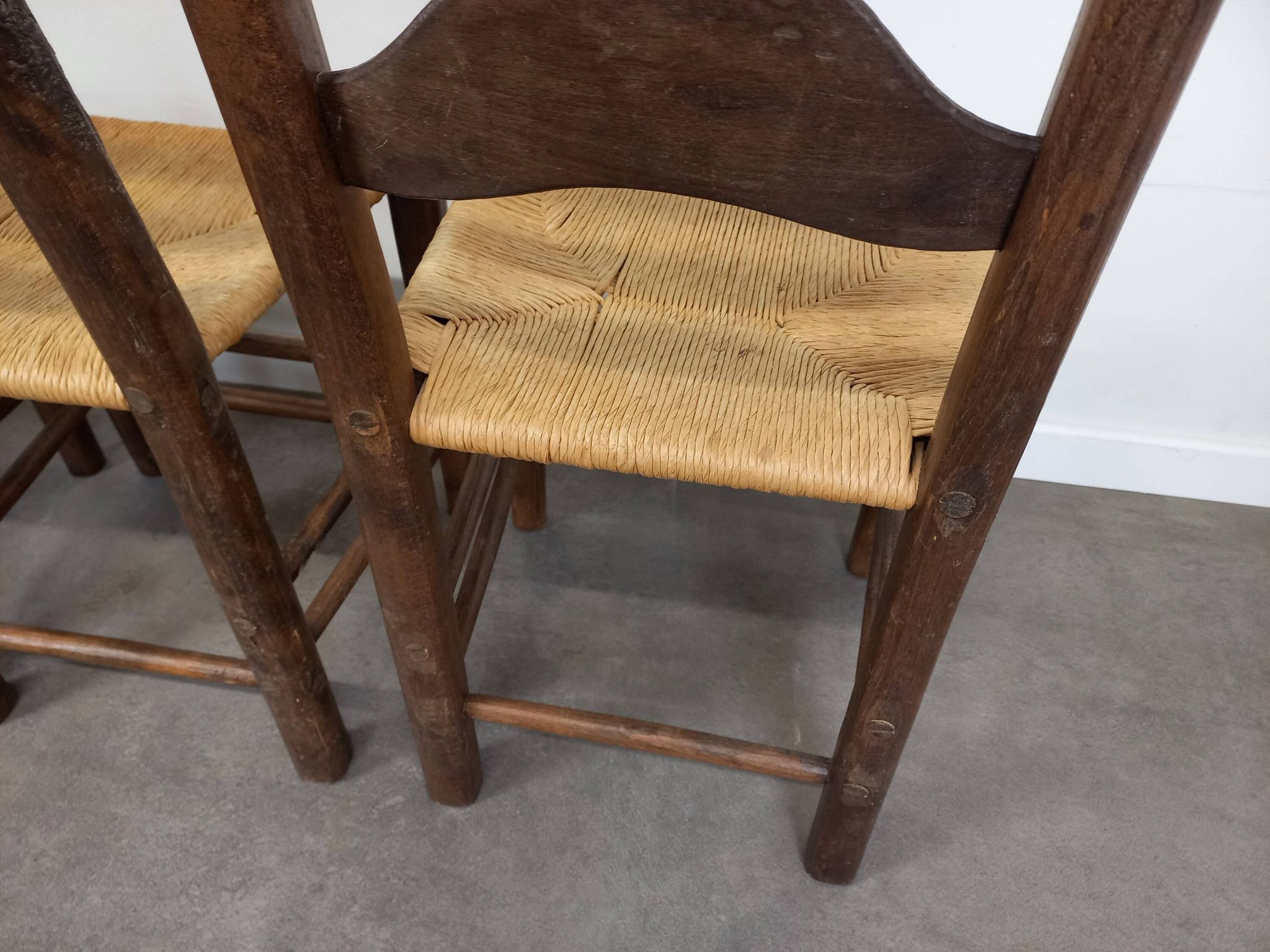 Straw brutalist chairs, set of 4