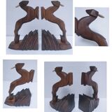 pair of art deco bookends in chamois wood