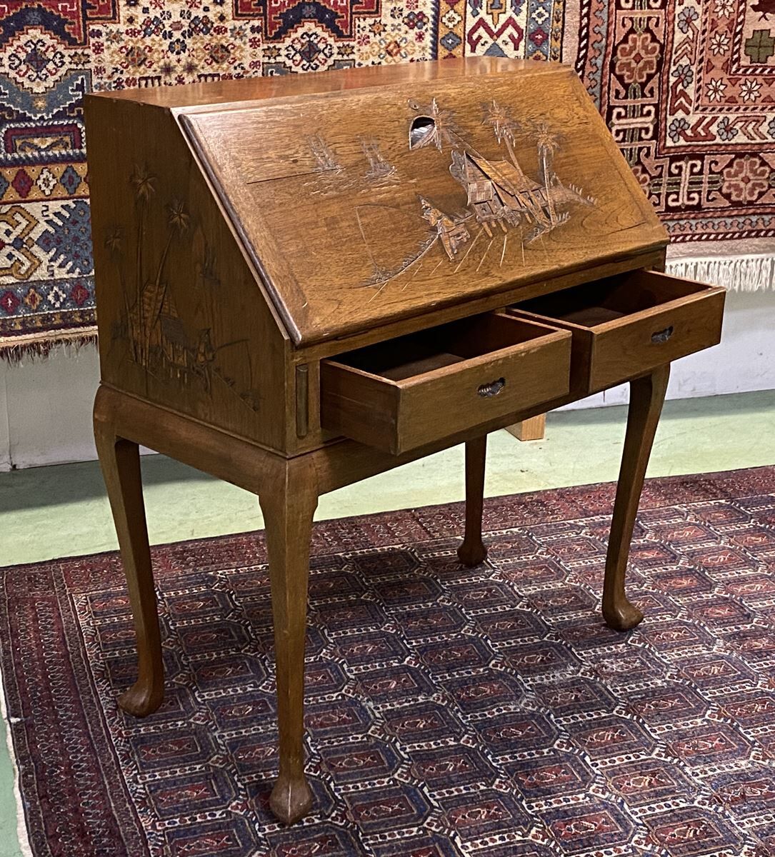Asian-style teak secretary, 1970s manufacturing