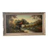 Painting on canvas with wooden frame