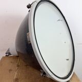 Large Industrial Enamel Factory Pendant Lamp with Glass Cover, 1960s